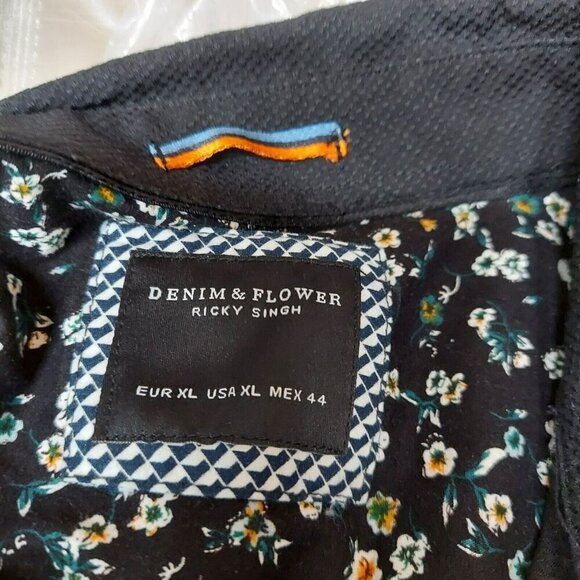 Denim & Flower Men's Black Button Down Textured Casual Shirt Sz XL Relaxed - Picture 4 of 4